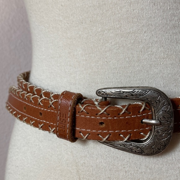 Vintage Esprit Stitched Leather Belt - Picture 2 of 8